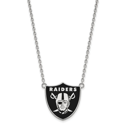 Oakland Raiders Small Enamel Pendant with Necklace Sterling Silver