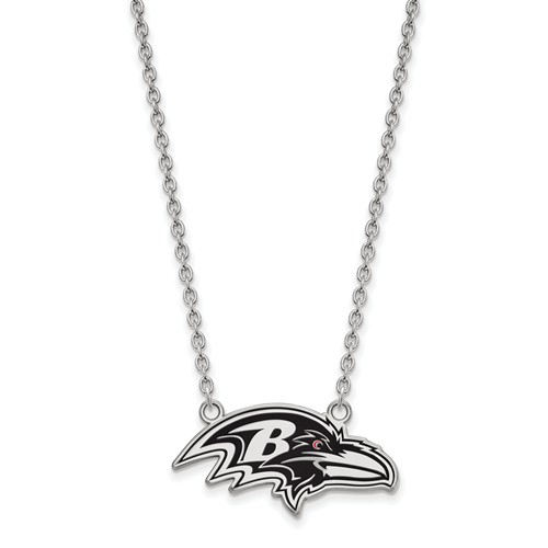 Baltimore Ravens Small Enamel Pendant with Necklace Sterling Silver
