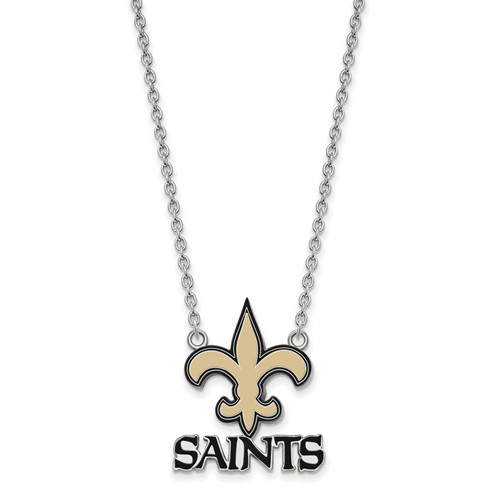 New Orleans Saints Enamel Pendant with Necklace 3/4in Sterling Silver