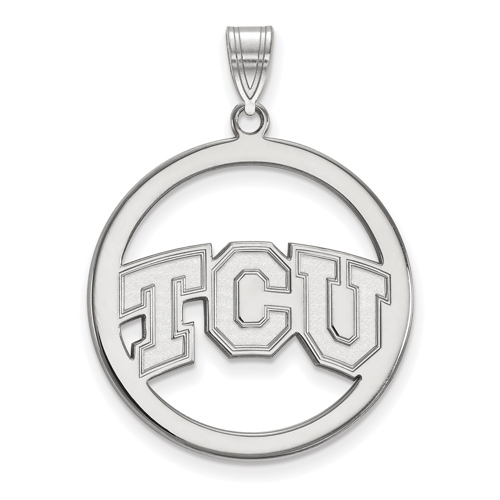 Sterling Silver 1in Texas Christian University Logo Pendant in Circle