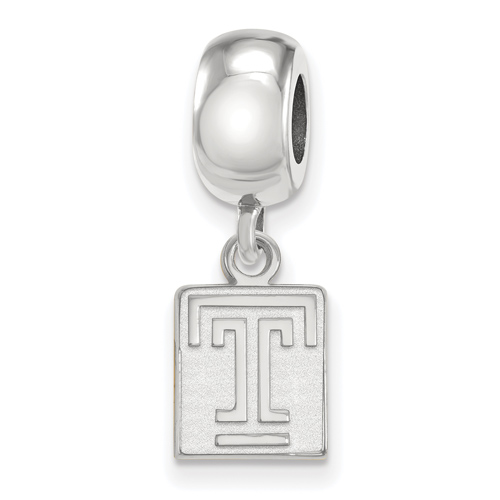 Temple University Extra Small Dangle Bead Sterling Silver