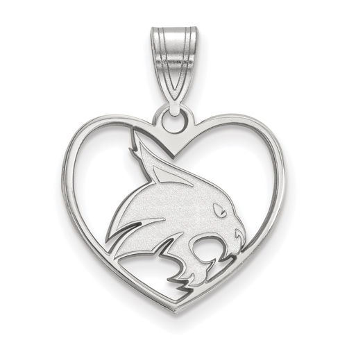 Texas State University Heart Pendant 5/8in Sterling Silver
