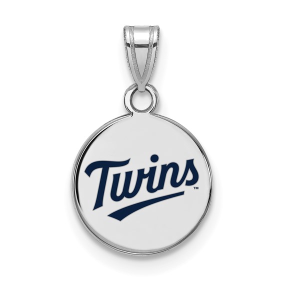 Sterling Silver 1/2in Minnesota Twins Round Enamel Pendant