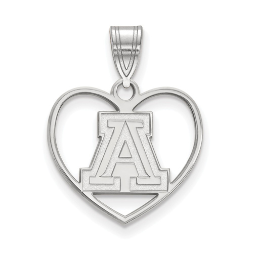 Sterling Silver 5/8in University of Arizona Heart Pendant
