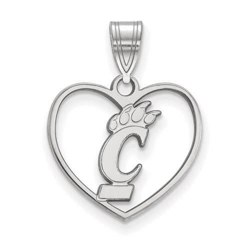 Sterling Silver 5/8in University Of Cincinnati Heart Pendant