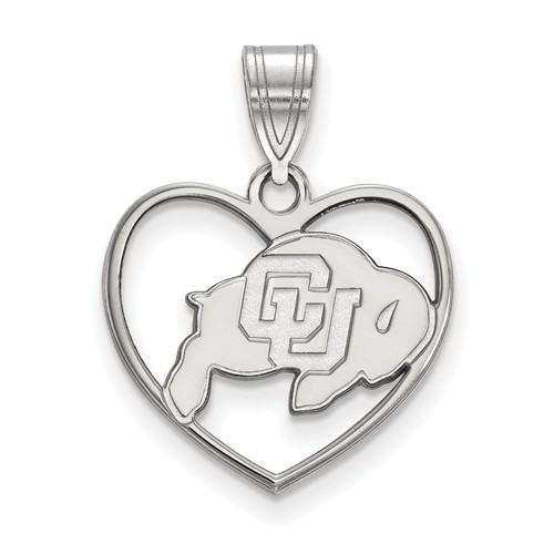University of Colorado Heart Pendant 5/8in Sterling Silver