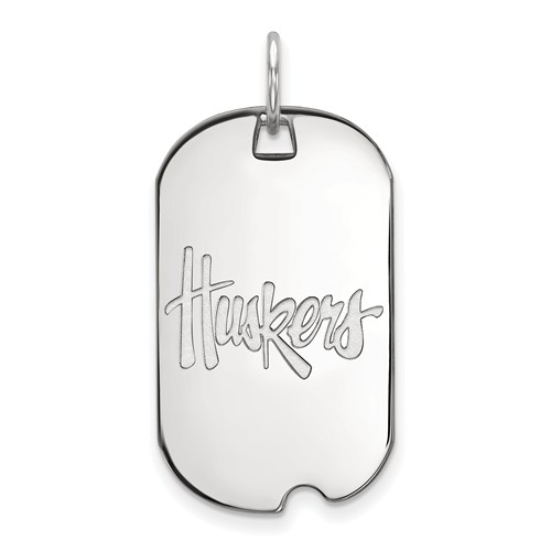 14kt White Gold University of Nebraska Huskers Small Dog Tag