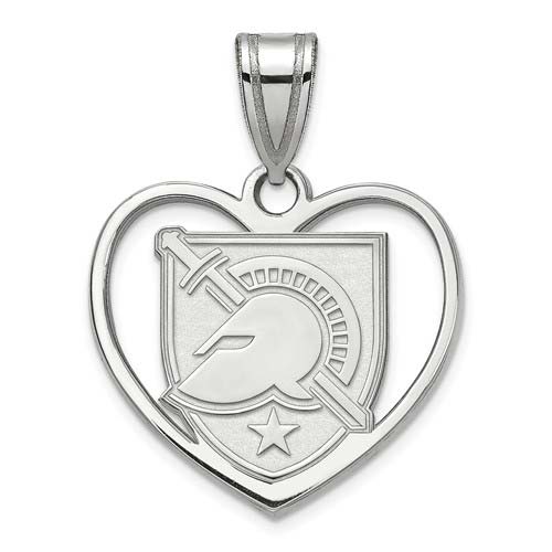 United States Military Academy Heart Pendant 5/8in Sterling Silver