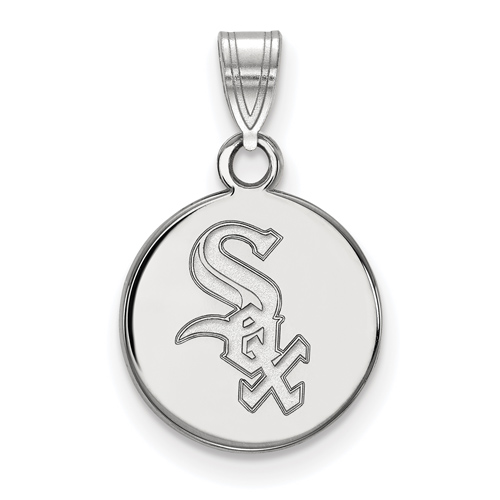 10kt White Gold 1/2in Chicago White Sox Round Pendant