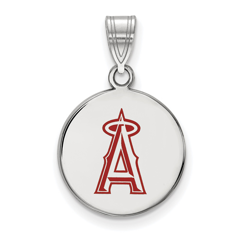 Sterling Silver 5/8in Round Los Angeles Angels Enamel Pendant