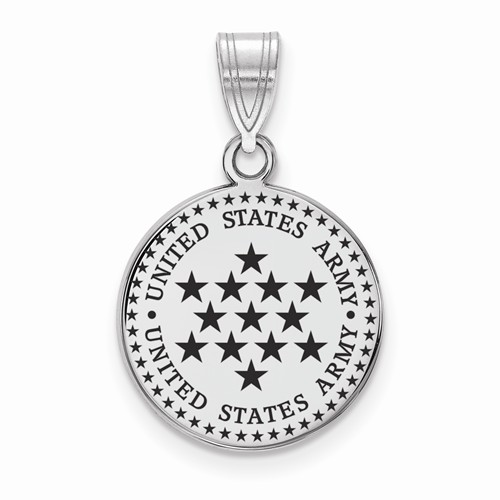 Sterling Silver United States Army Disc Pendant with 13 Stars 5/8in