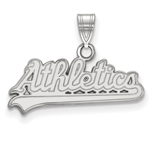 14k White Gold 1/2in Oakland Athletics Pendant