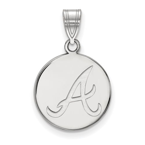 14kt White Gold 5/8in Atlanta Braves Disc Pendant