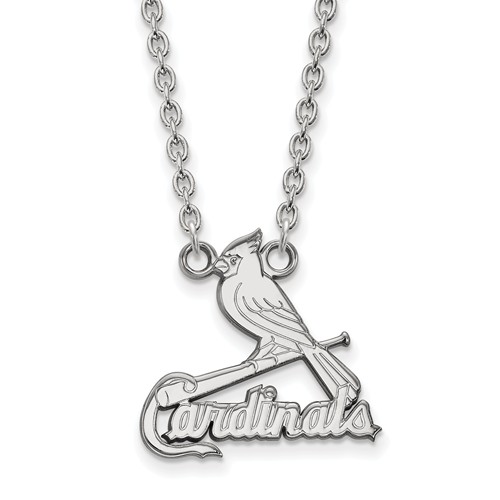 14kt White Gold 5/8in St. Louis Cardinals Pendant on 18in Chain
