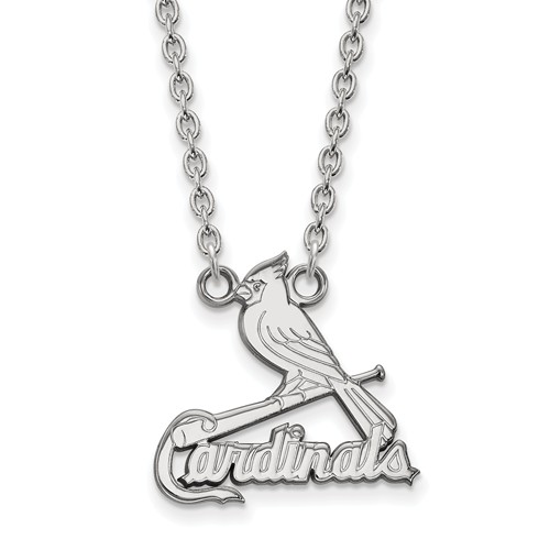 Sterling Silver 5/8in St. Louis Cardinals Pendant on 18in Chain