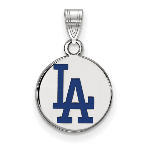 Sterling Silver 1/2in Los Angeles Dodgers Enamel Disc Pendant