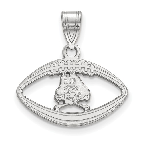 Sterling Silver 3/4in East Carolina University Skull Football Pendant