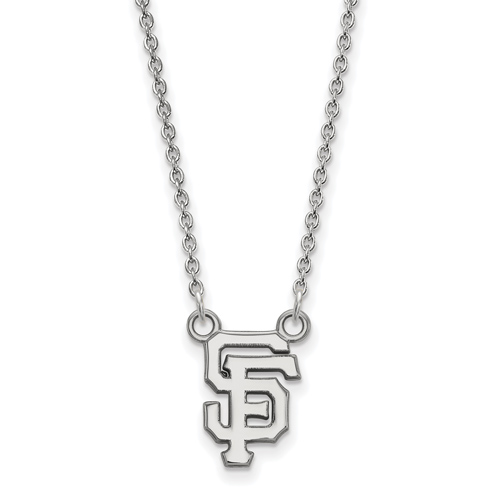 14kt White Gold 3/8in San Francisco Giants SF Pendant on 18in Chain