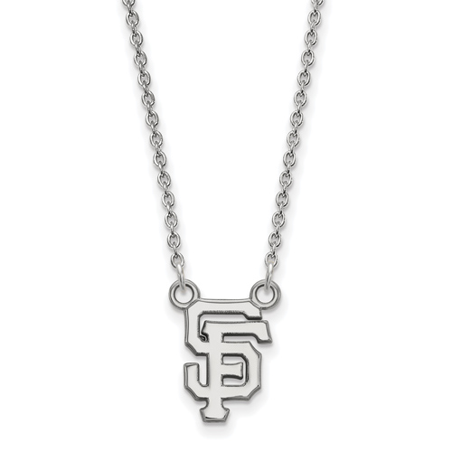 Sterling Silver 3/8in San Francisco Giants SF Pendant on 18in Chain