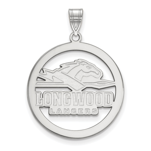 Sterling Silver 1in Longwood University Logo Pendant in Circle