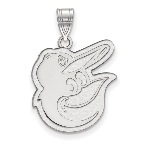 Sterling Silver 3/4in Baltimore Orioles Bird Face Pendant