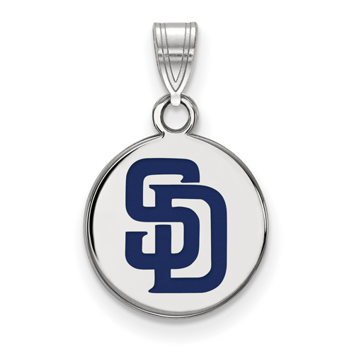 Sterling Silver 1/2in San Diego Padres Round Enamel Pendant