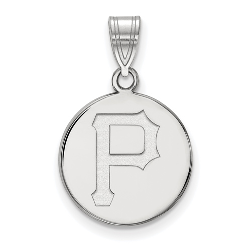 14k White Gold 5/8in Pittsburgh Pirates Disc Pendant