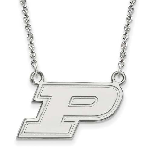 10k White Gold Purdue University Small Necklace