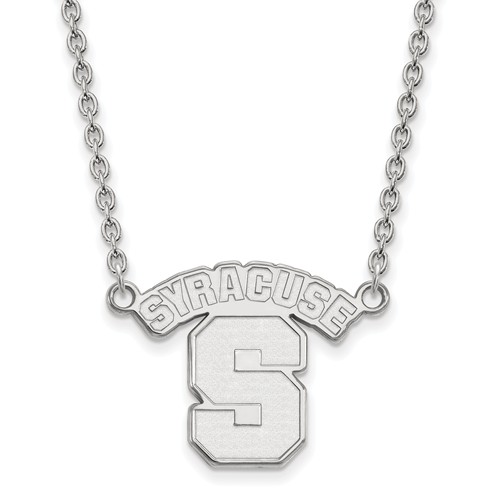 Syracuse University Logo Necklace 3/4in 10k White Gold