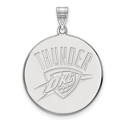 Sterling Silver 1in Round Oklahoma City Thunder Pendant