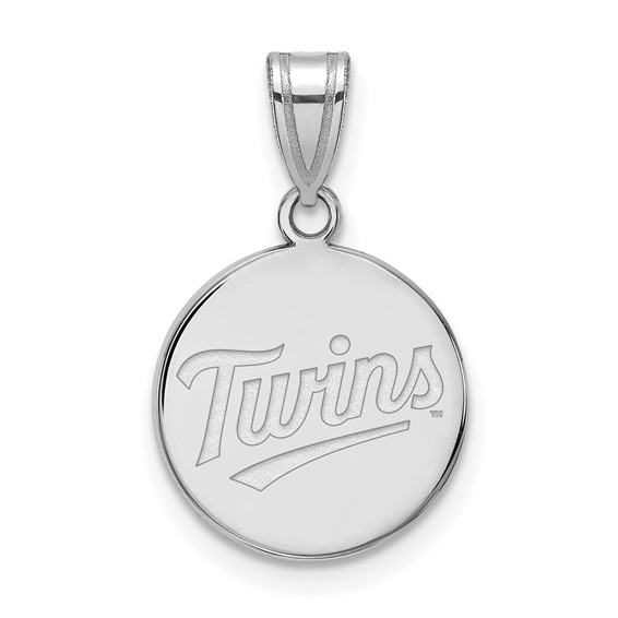 10k White Gold 5/8in Round Minnesota Twins Pendant