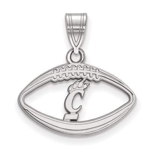 Sterling Silver 3/4in University Of Cincinnati Football Pendant