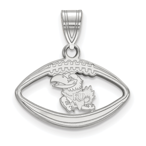 Sterling Silver 3/4in University of Kansas Football Pendant