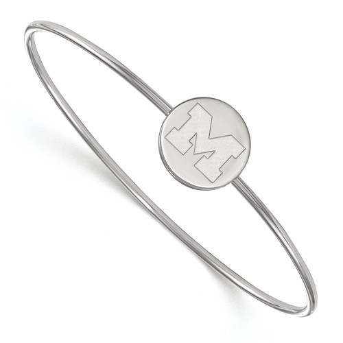 Sterling Silver 6in University of Michigan Slip on Wire Bangle
