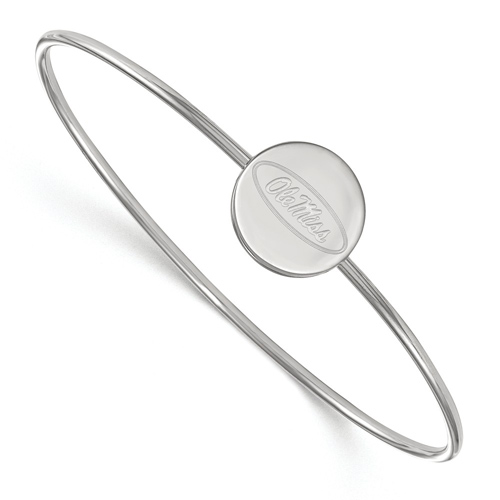 Sterling Silver 8in Ole Miss Slip-on Bangle