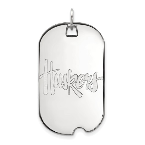 14kt White Gold University of Nebraska Huskers Dog Tag