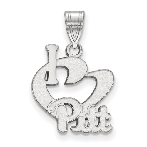Sterling Silver 5/8in I Love University of Pittsburgh Logo Pendant