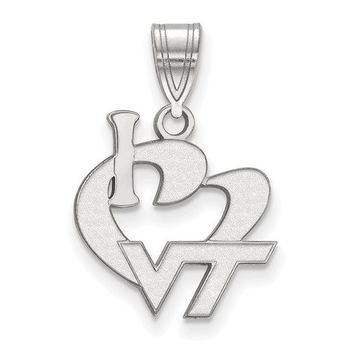 Sterling Silver I Love Virginia Tech Pendant 5/8in