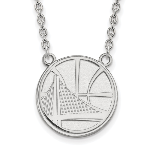 Sterling Silver Golden State Warriors Pendant on 18in Chain