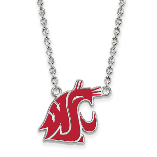 Silver Washington State University Enamel 18in Necklace