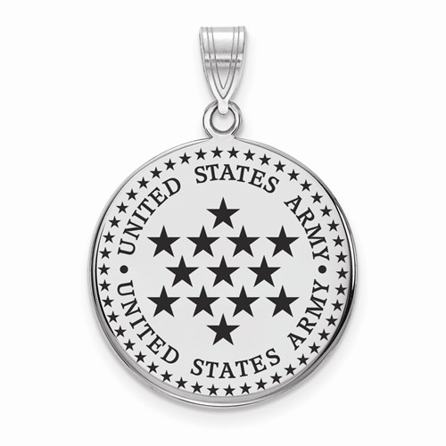 Sterling Silver United States Army Disc Pendant with 13 Stars 3/4in