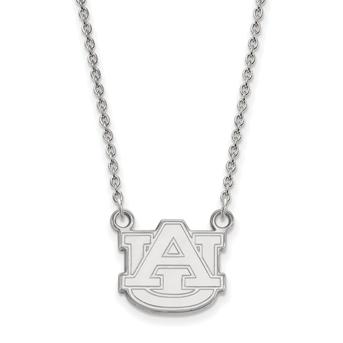 14kt White Gold 1/2in Auburn University Pendant with 18in Chain