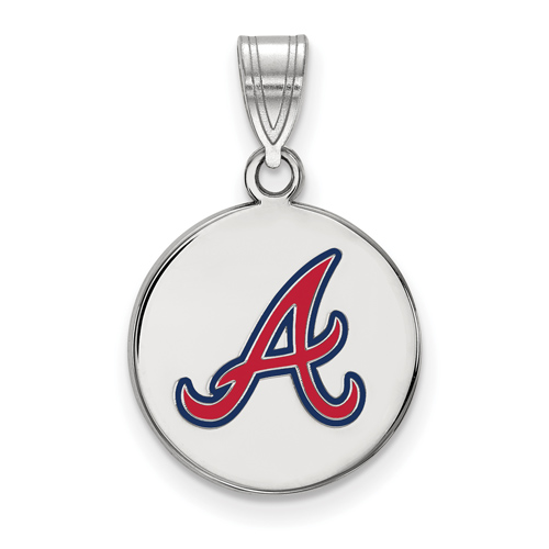 Sterling Silver 5/8in Atlanta Braves Enamel Disc Pendant