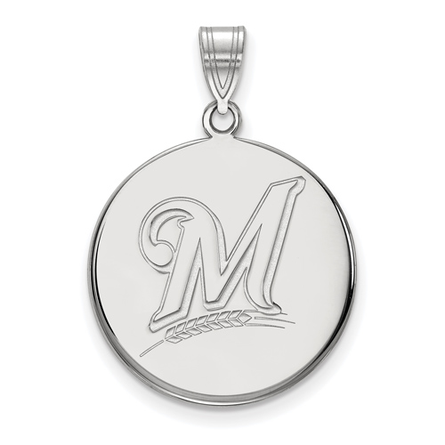 Sterling Silver 3/4in Round Milwaukee Brewers Pendant