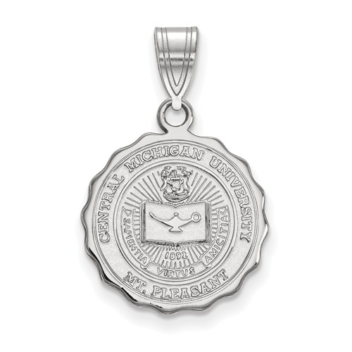 Central Michigan University Crest Pendant 5/8in Sterling Silver