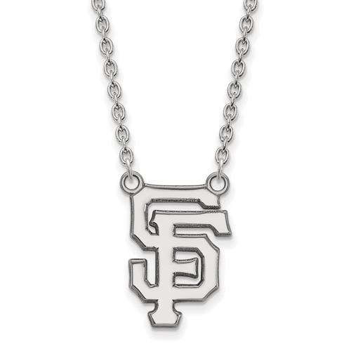 14kt White Gold 5/8in San Francisco Giants SF Pendant on 18in Chain