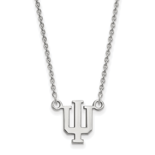 Sterling Silver 1/2in Indiana University Pendant with 18in Chain