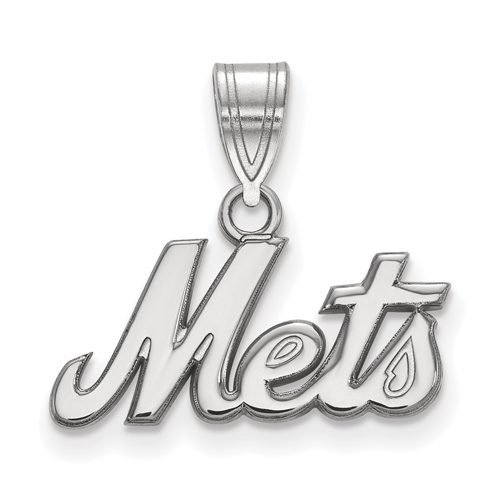 14kt White Gold 3/8in New York Mets Logo Pendant