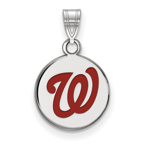 Sterling Silver 1/2in Washington Nationals Round Enamel Pendant