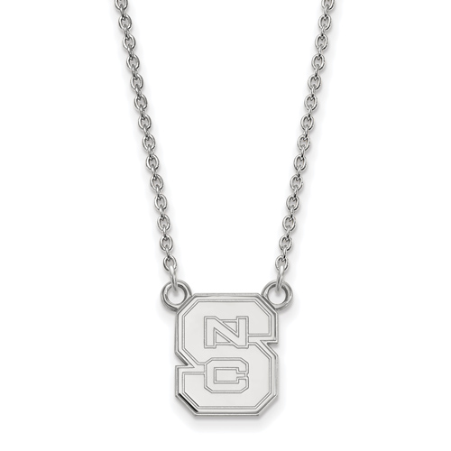 Sterling Silver 1/2in North Carolina State Block S 18in Necklace